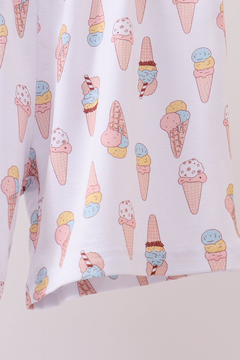 Ensemble de pyjama en bambou imprimé crème glacée bleue