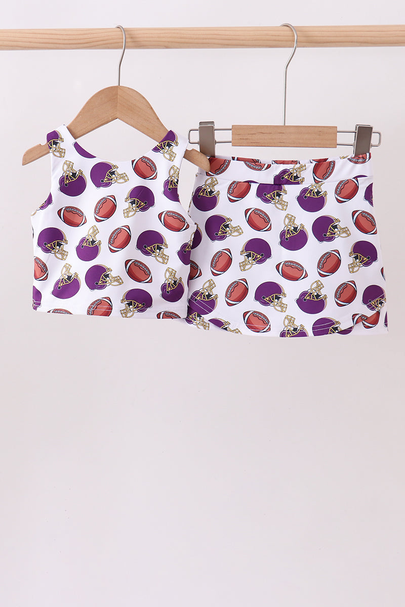Ensemble de jupe-short de football mauve