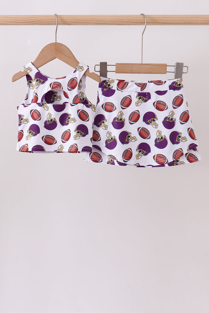 Ensemble de jupe-short de football mauve