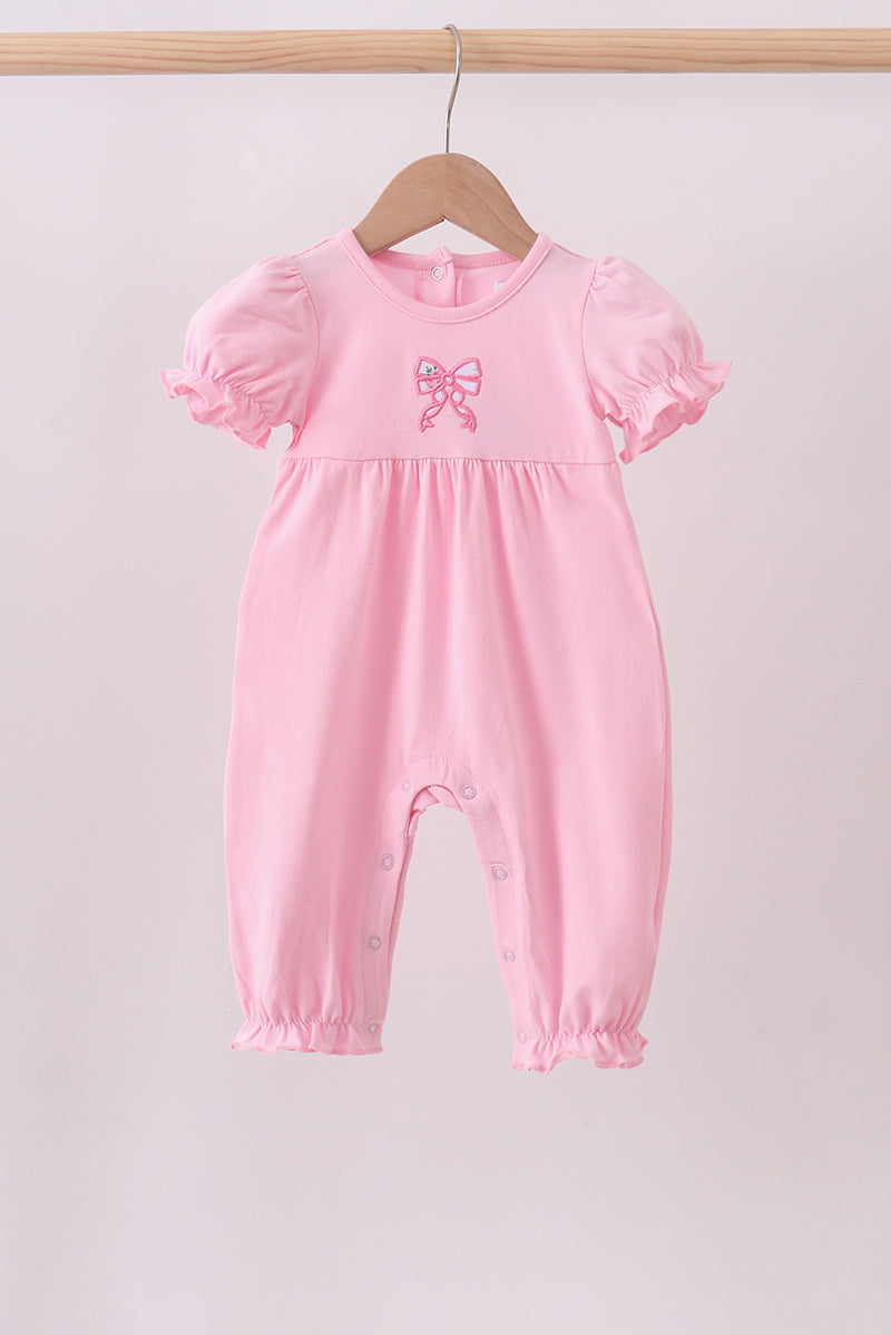 Barboteuse à appliqué nœud rose