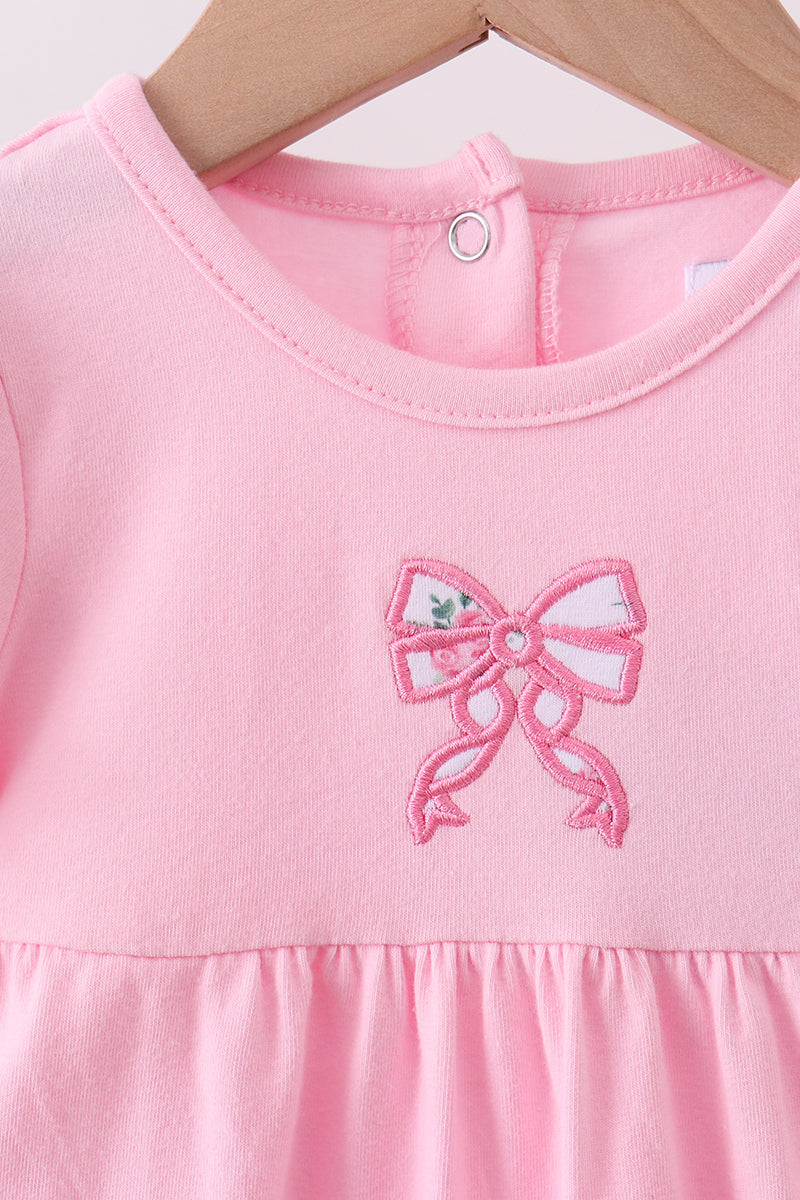 Barboteuse à appliqué nœud rose