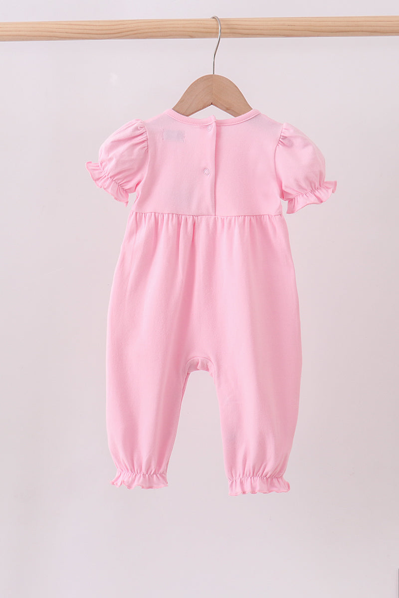 Barboteuse à appliqué nœud rose