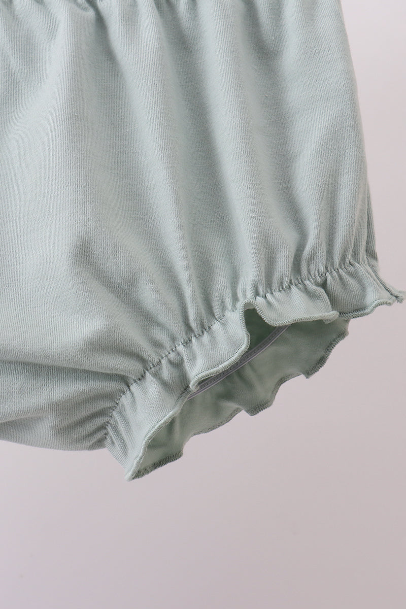 Ensemble barboteuse à smocks vichy fraise sauge