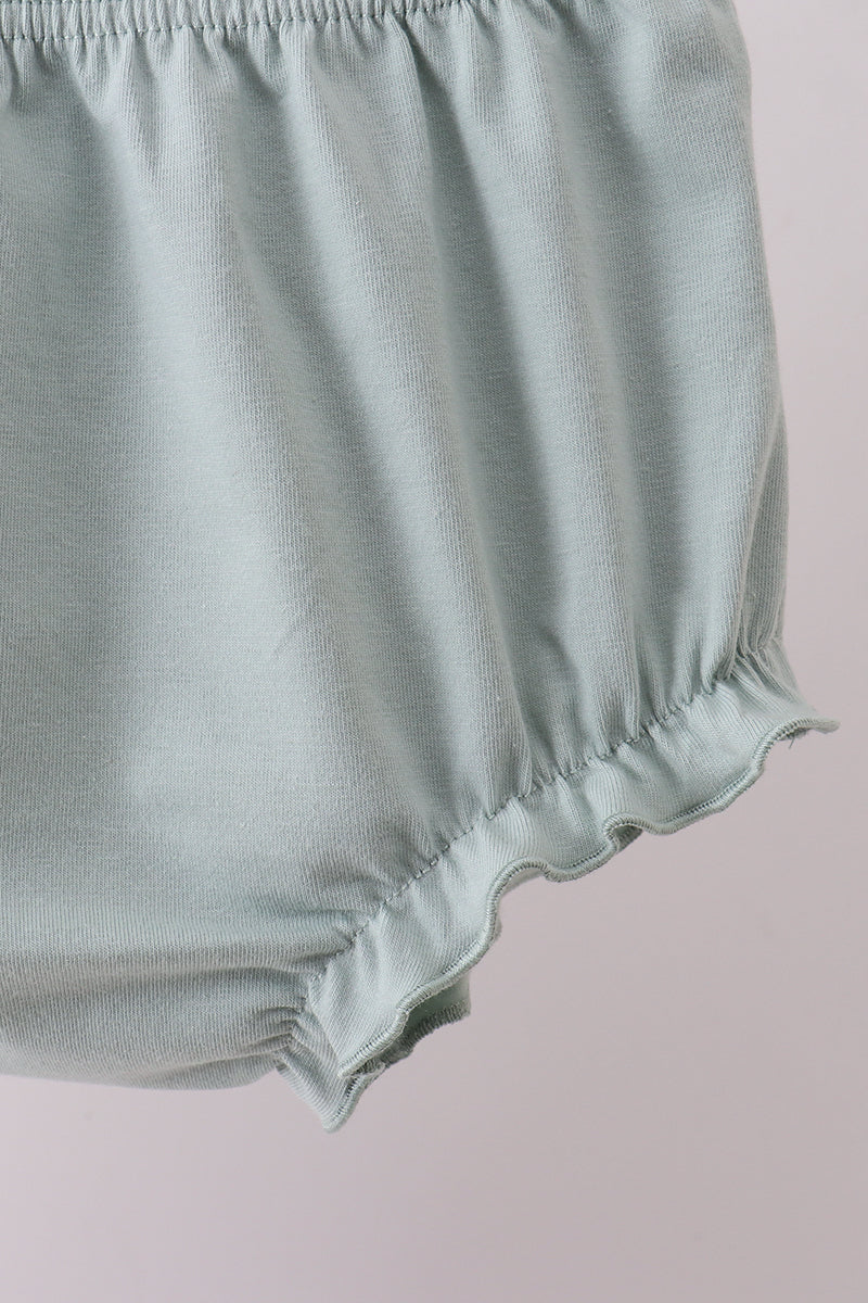 Ensemble bloomers à volants brodés fraise sauge