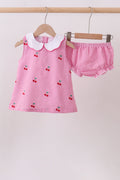 Ensemble bloomer vichy cerises roses