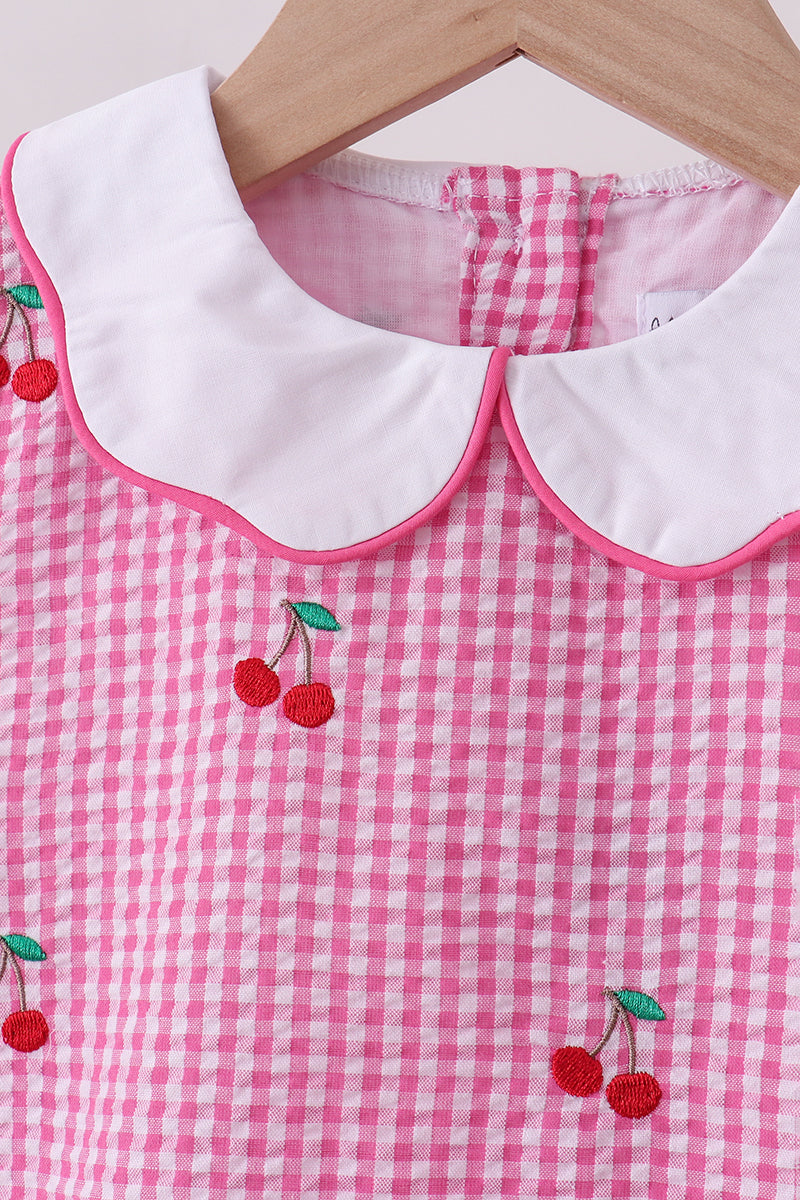 Ensemble bloomer vichy cerises roses