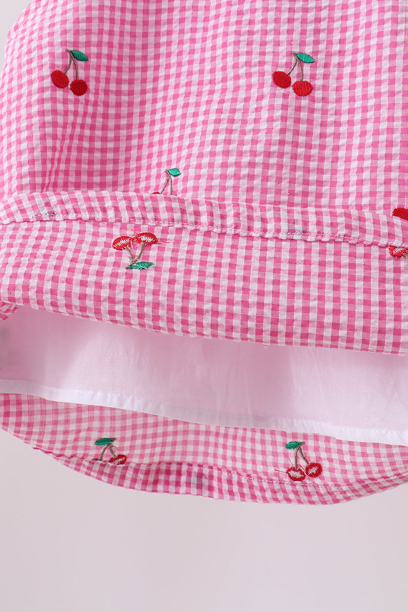 Ensemble bloomer vichy cerises roses
