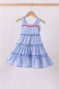 Robe étagée à volants en vichy bleu