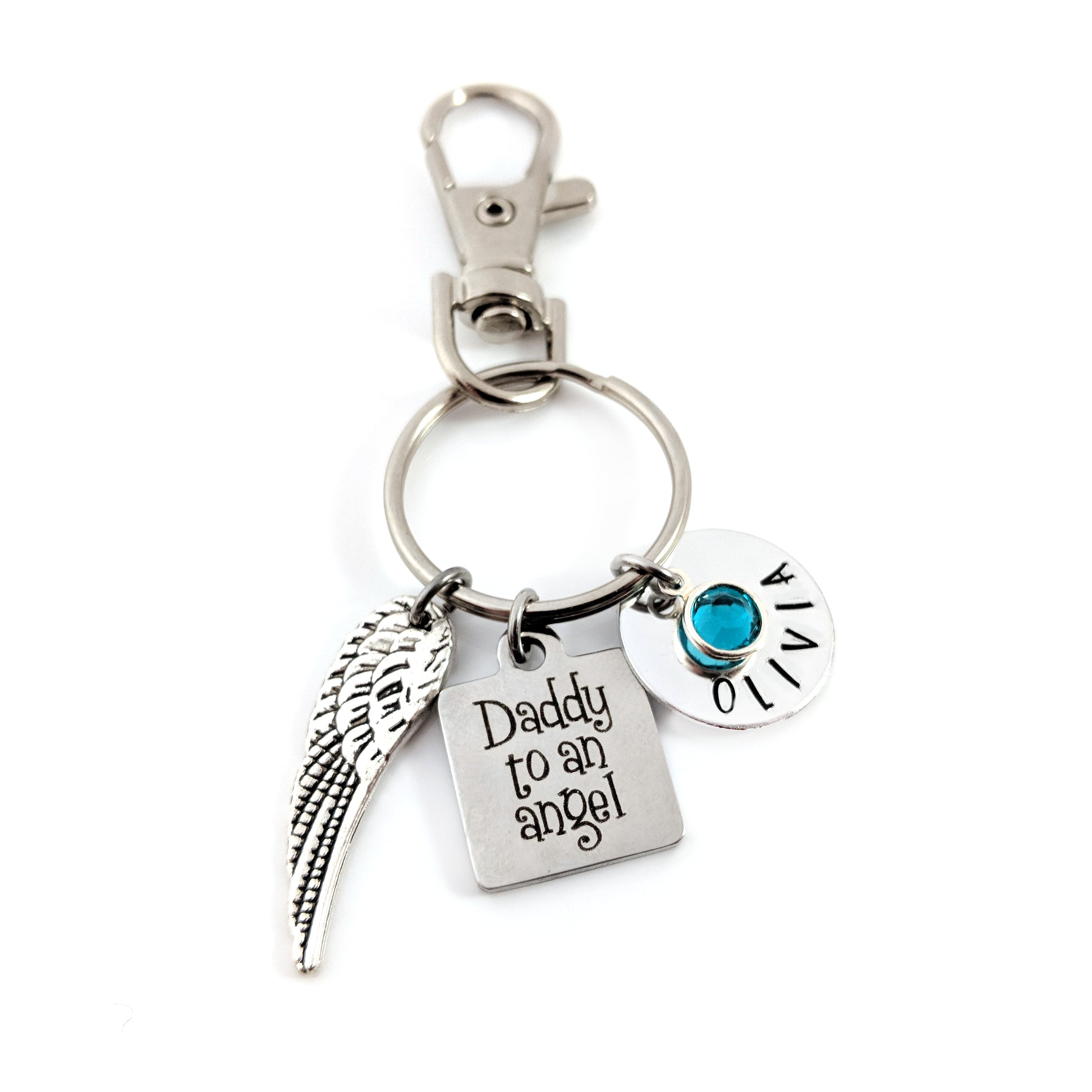 Porte-clés Papa d'un Ange - Porte-clés estampillé à la main - Cadeau de sympathie pour lui