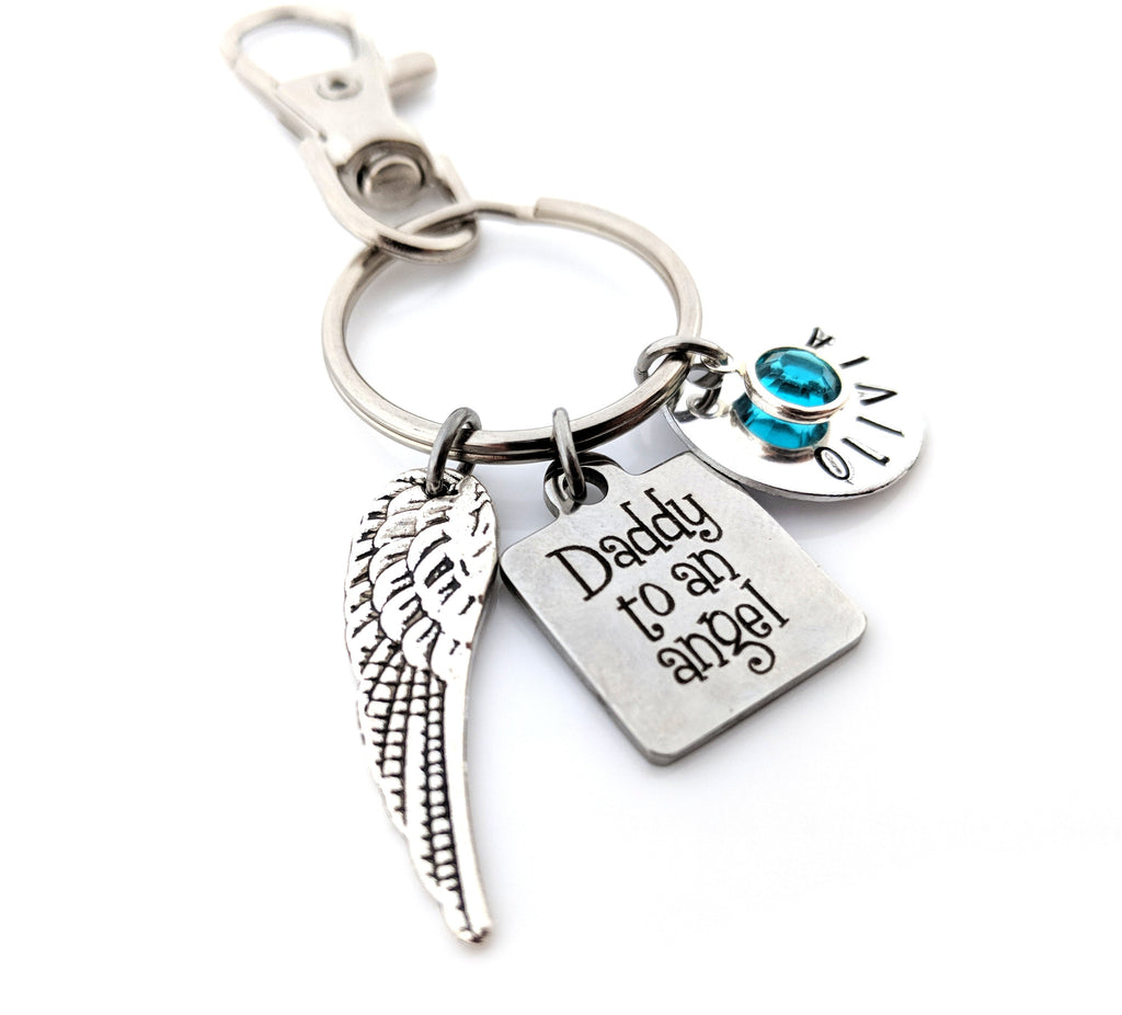 Porte-clés Papa d'un Ange - Porte-clés estampillé à la main - Cadeau de sympathie pour lui