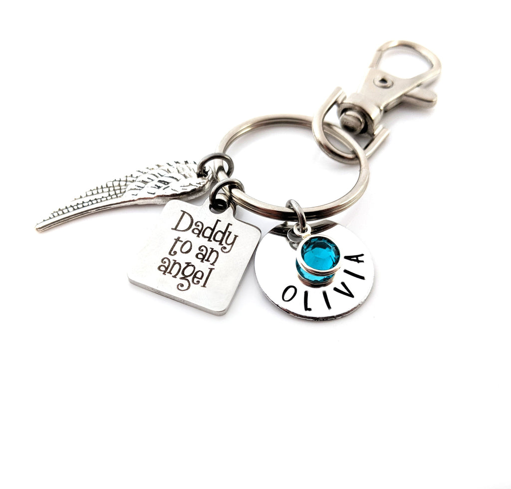Porte-clés Papa d'un Ange - Porte-clés estampillé à la main - Cadeau de sympathie pour lui