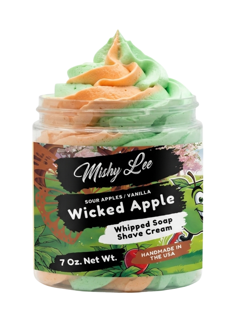 Crème fouettée et savon de rasage pomme endiablée