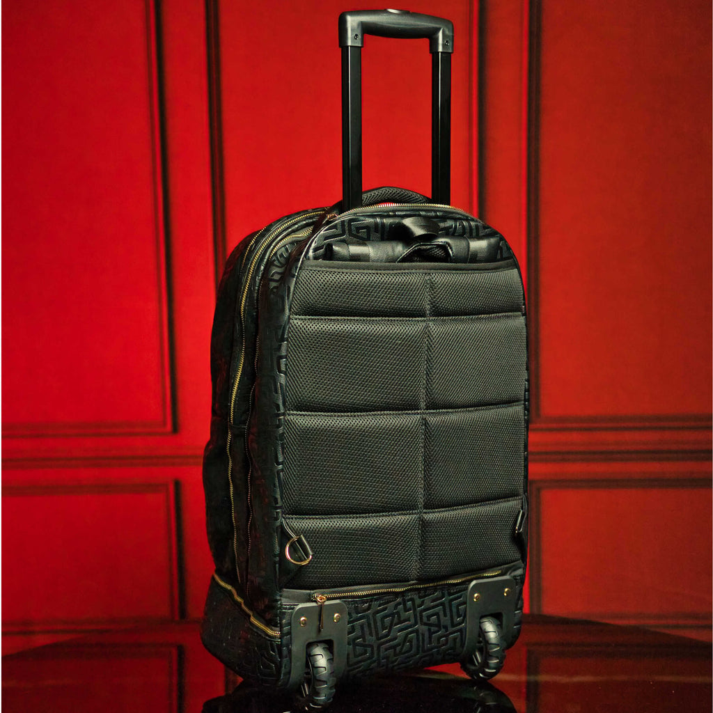 Sac de voyage à roulettes en cuir noir monogrammé (édition limitée à 150 exemplaires)