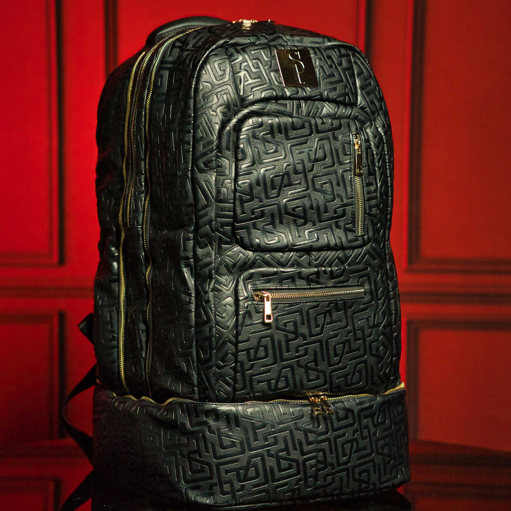 Lot de 3 sacs en cuir monogrammé (Sac à dos Signature, Sac de voyage et Sac polochon)