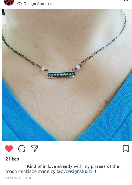 Breloque Céleste Phase Lunaire - Collier en Argent Sterling Oxydé - Cadeau pour Elle