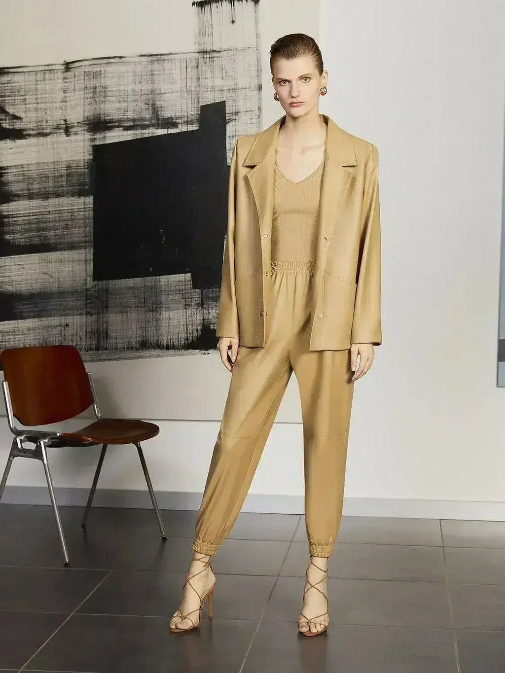 Veste en cuir croisée