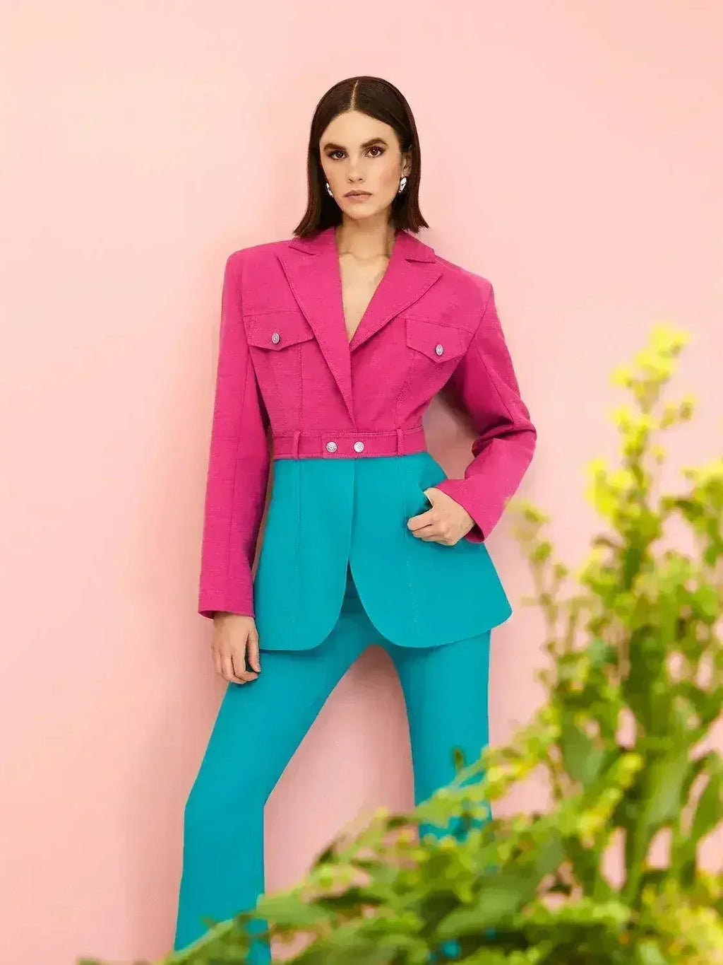 Veste croisée color block
