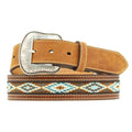 Ceinture en cuir Nocona Beaded Blue (marron vieilli) pour homme