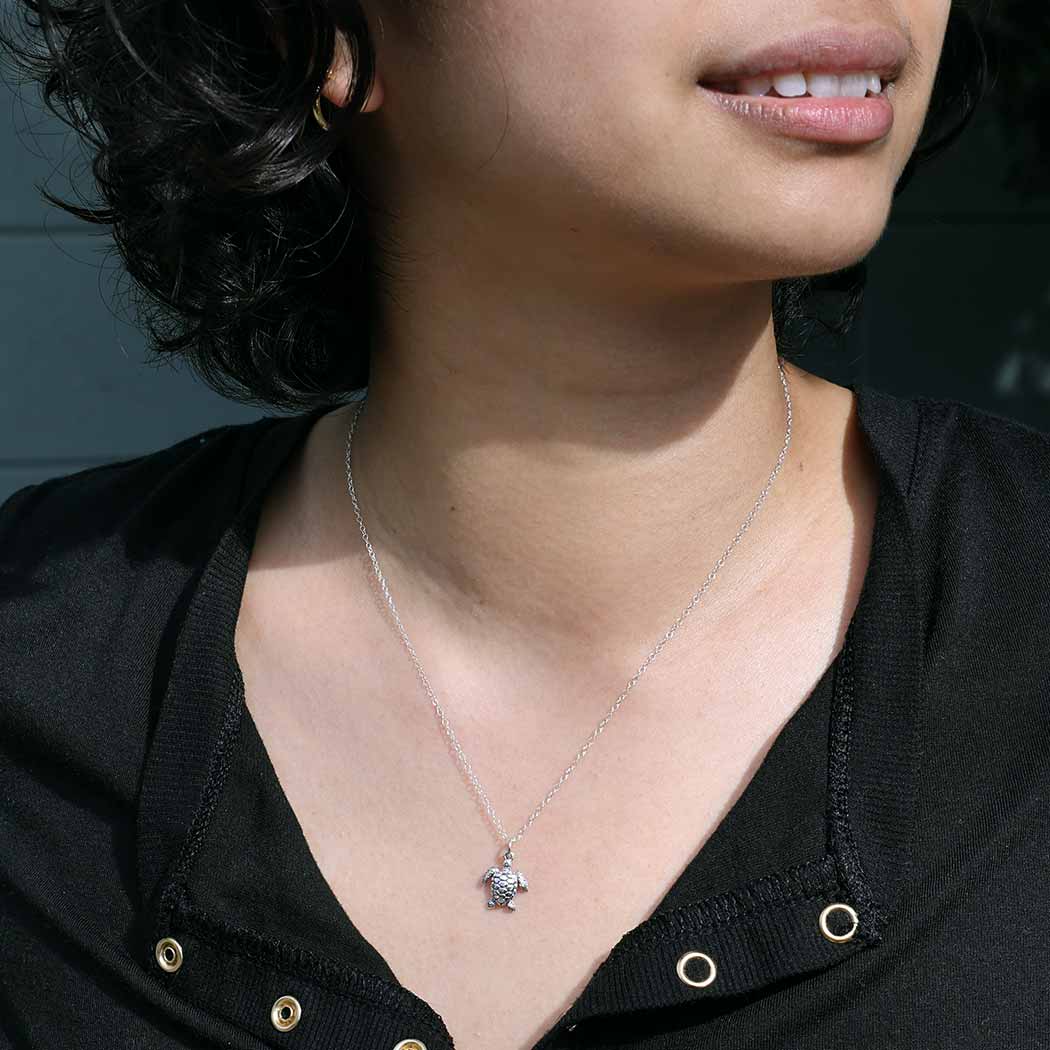 Sterling Silver Sea Turtle Necklace – Beachy Handmade Gift