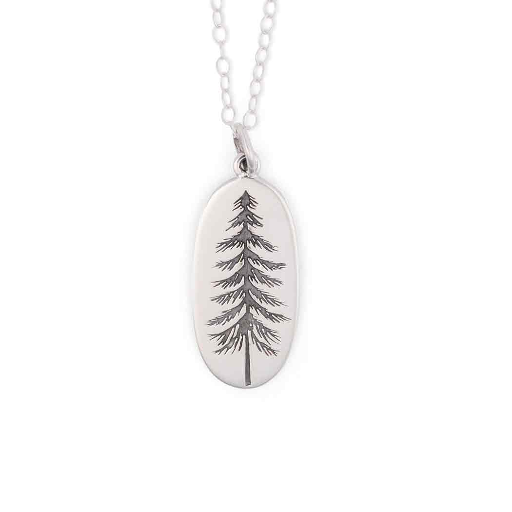 Collier en argent sterling avec pendentif arbre de pin – Breloque nature minimaliste