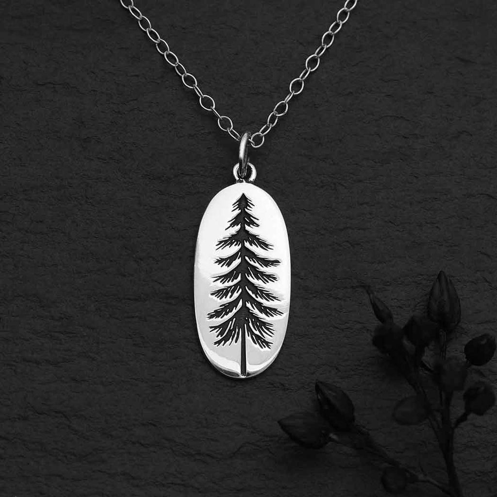 Collier en argent sterling avec pendentif arbre de pin – Breloque nature minimaliste