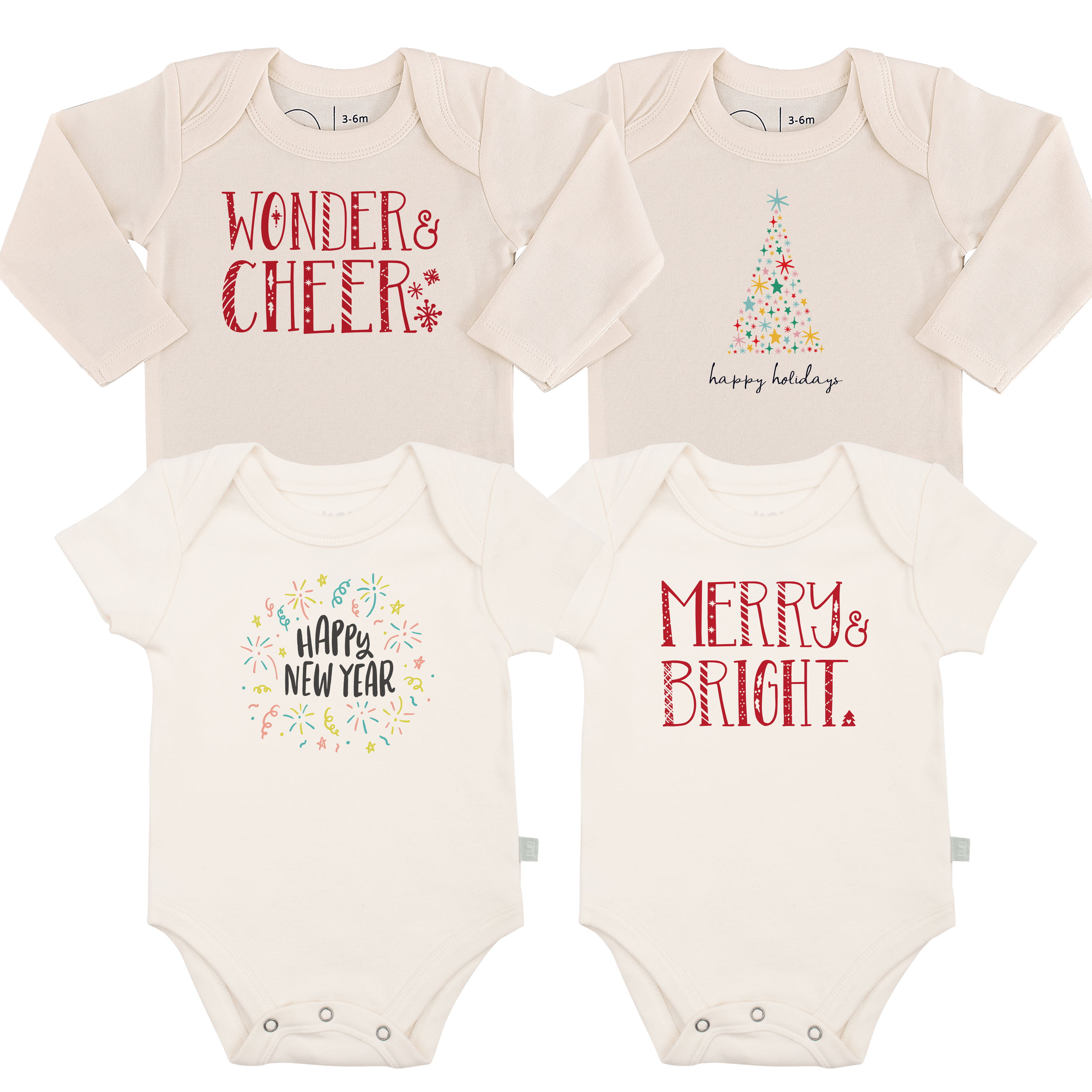 ensemble de 4 bodies à motifs graphiques + 1 gratuit | saison des fêtes