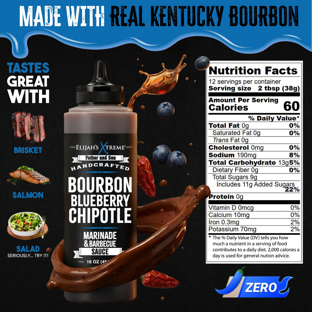 Sauce et marinade BBQ au Bourbon, myrtille et chipotle