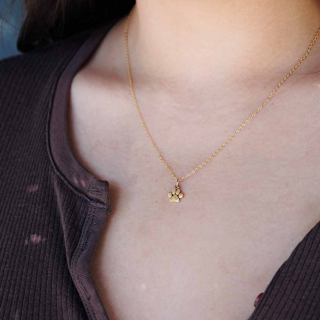 Collier breloque patte d'animal en or - Bijou délicat en or rempli 14 carats