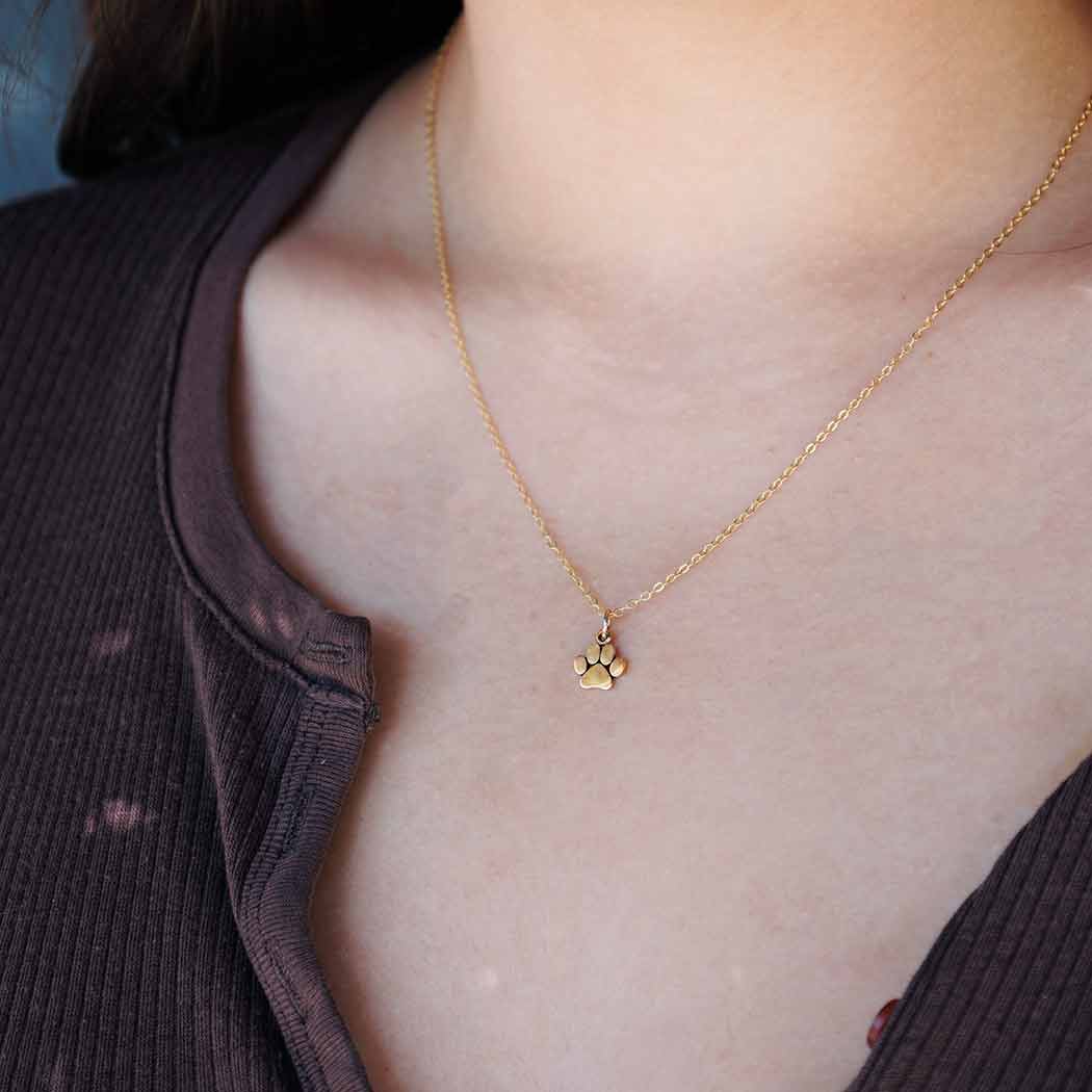 Collier breloque patte d'animal en or - Bijou délicat en or rempli 14 carats
