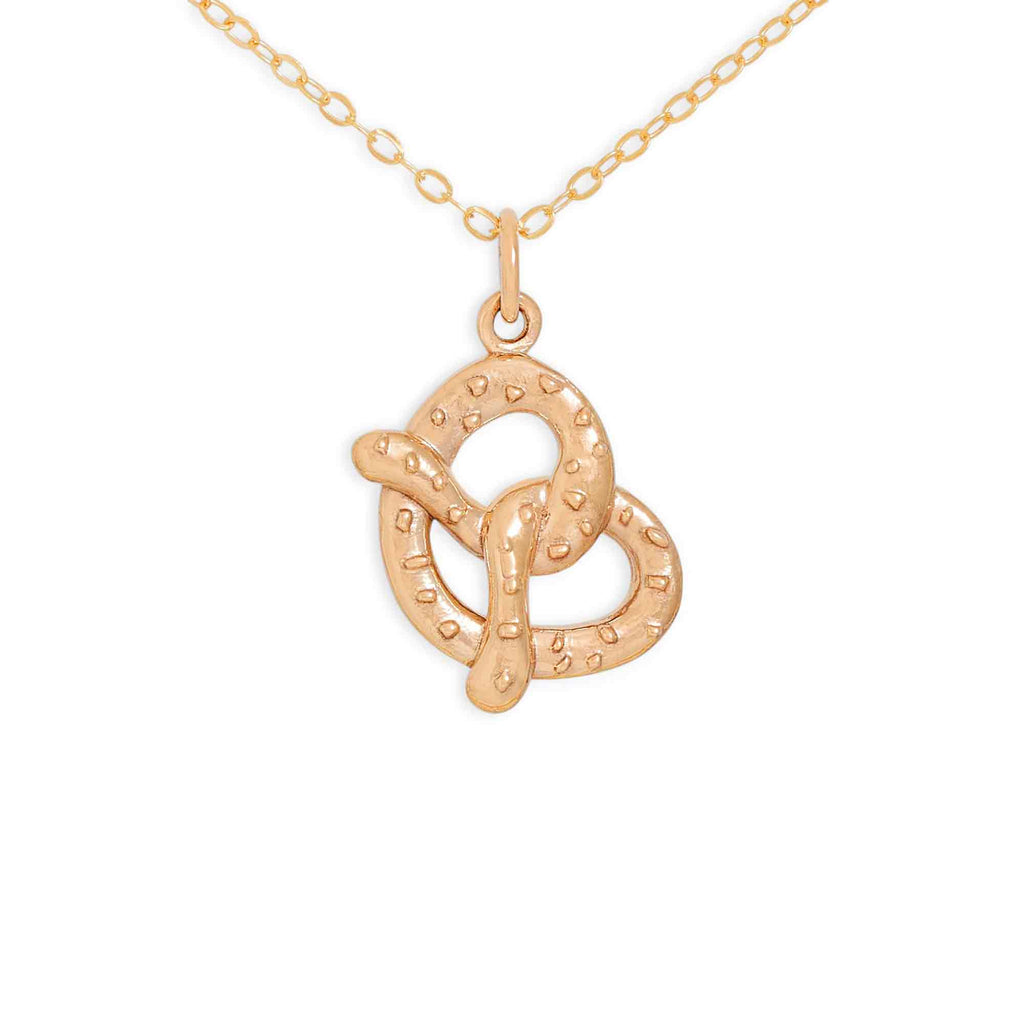 Collier Pendentif Bretzel Délicat – Chaîne en Or Rempli 14 carats | Cadeau Gourmand Fait Main