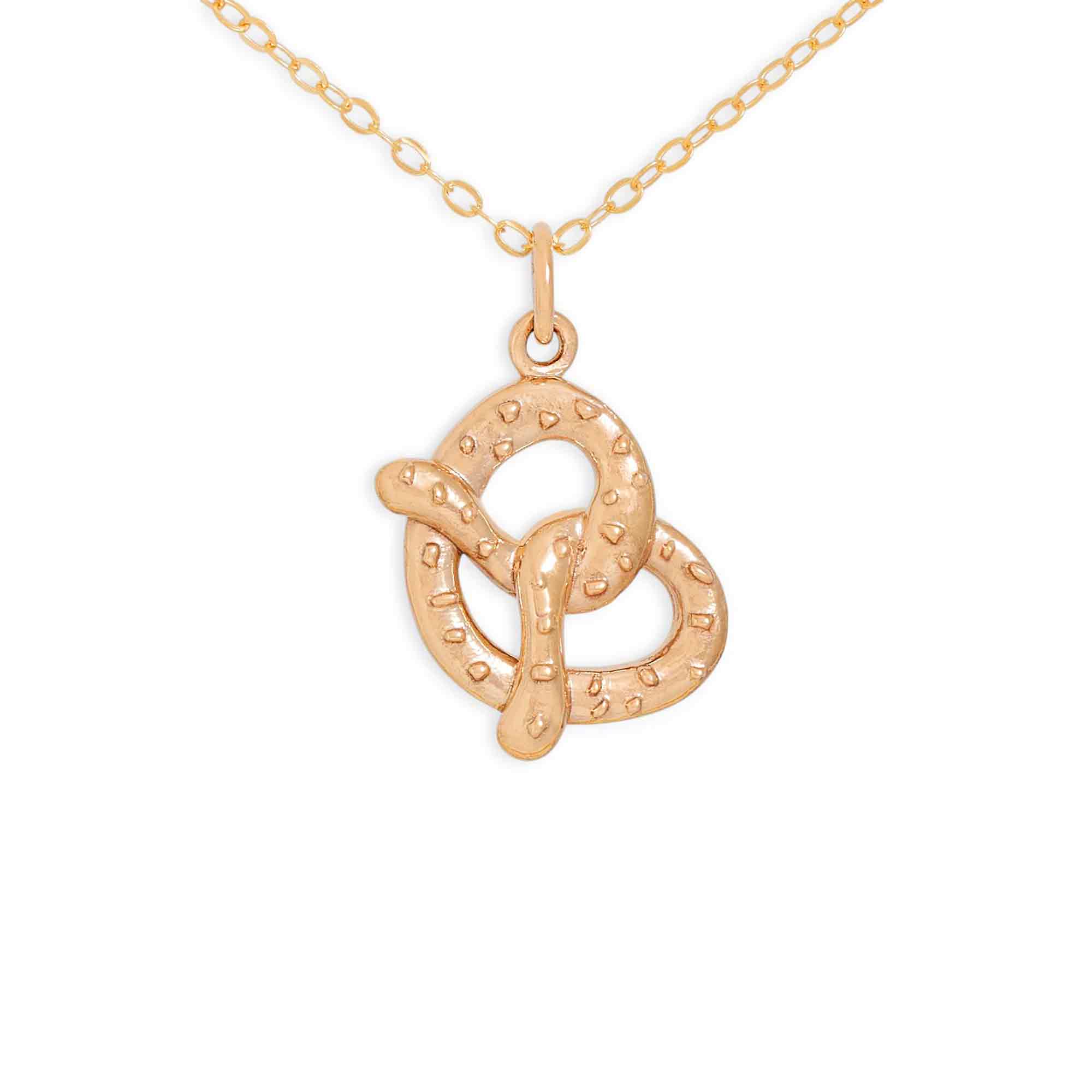 Collier Pendentif Bretzel Délicat – Chaîne en Or Rempli 14 carats | Cadeau Gourmand Fait Main