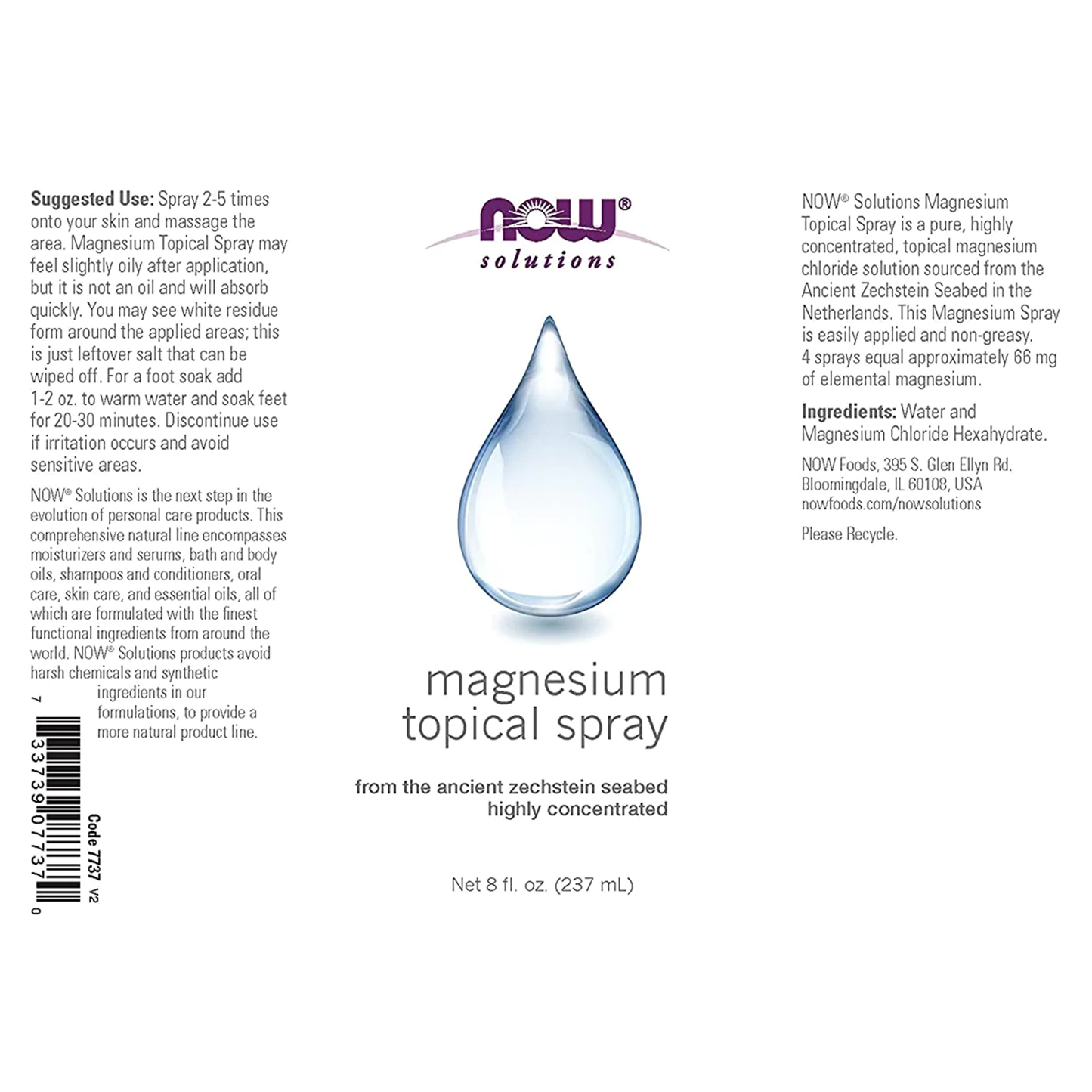 Now Solutions Spray Magnésium Topique 237ml - 7737