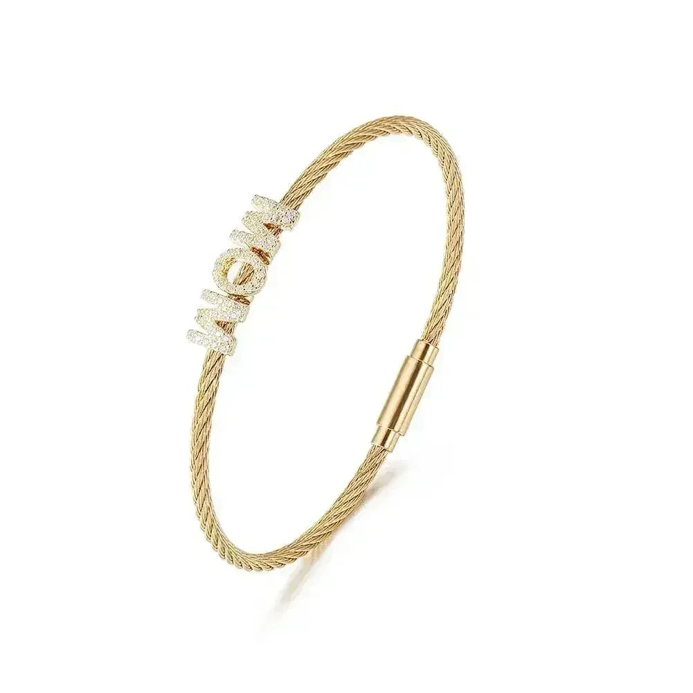 Bracelet pavé "Maman" - Bijoux en acier inoxydable 316L hypoallergénique