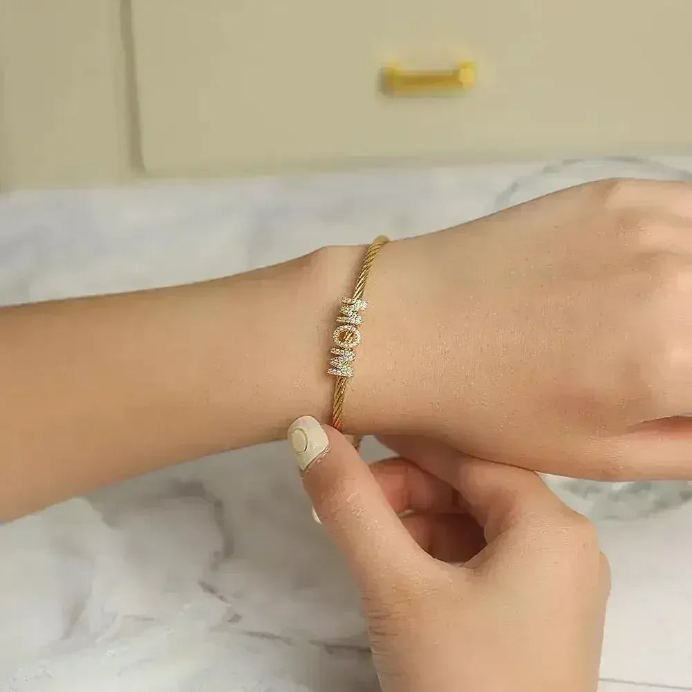 Bracelet pavé "Maman" - Bijoux en acier inoxydable 316L hypoallergénique