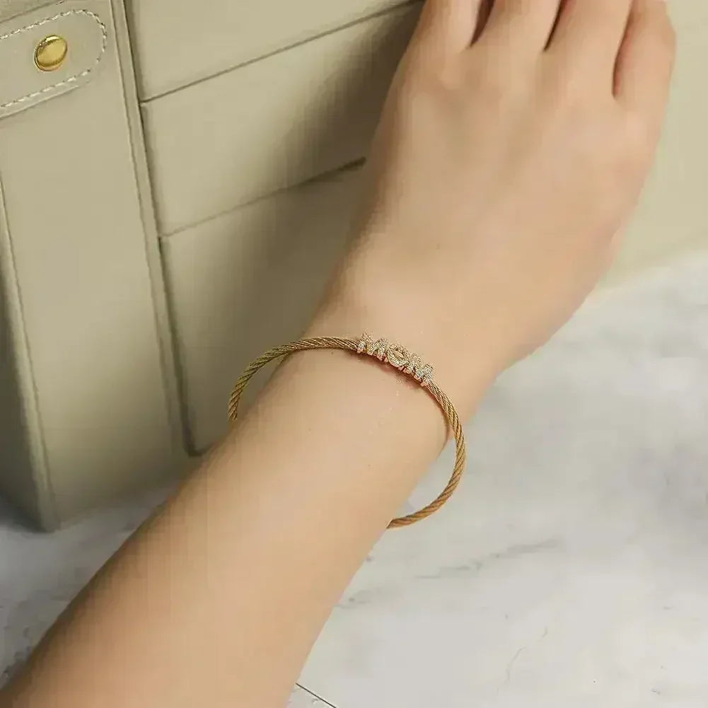 Bracelet pavé "Maman" - Bijoux en acier inoxydable 316L hypoallergénique