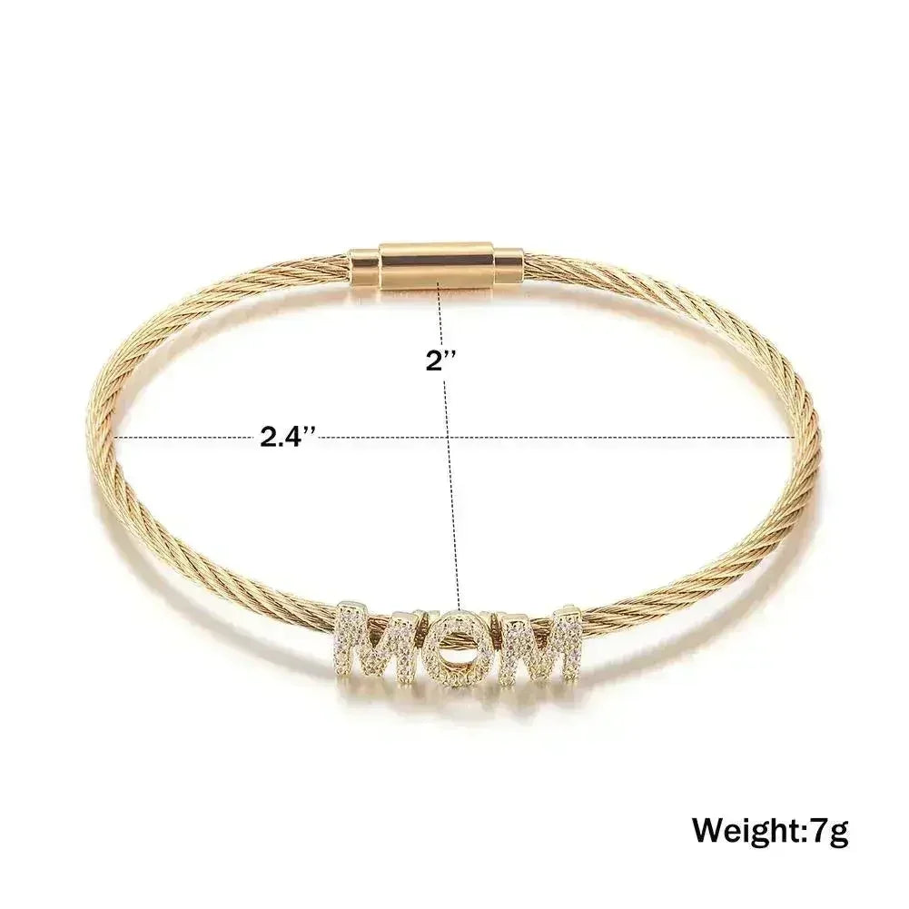 Bracelet pavé "Maman" - Bijoux en acier inoxydable 316L hypoallergénique