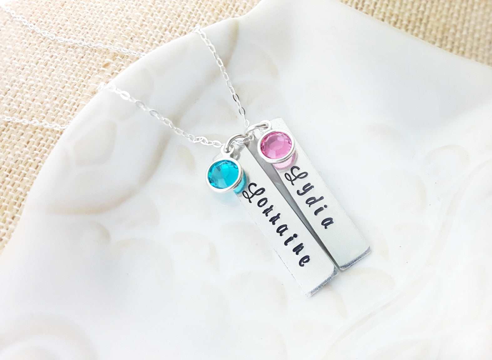 Collier Maman - Barre Nom Personnalisé - Collier en Argent Sterling