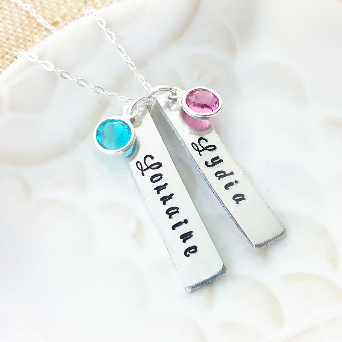 Collier Maman - Barre Nom Personnalisé - Collier en Argent Sterling