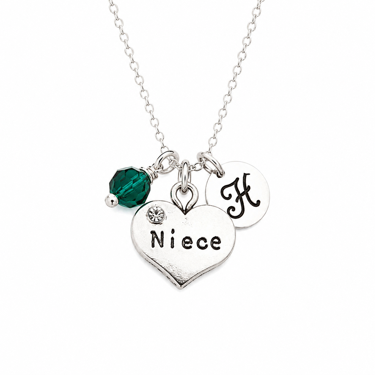 Collier pour nièce – Argent sterling avec pierre de naissance et breloque initiale
