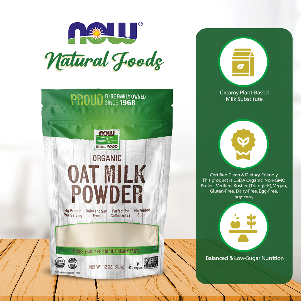 Poudre de lait d'avoine biologique Now Food 12 oz - 5834