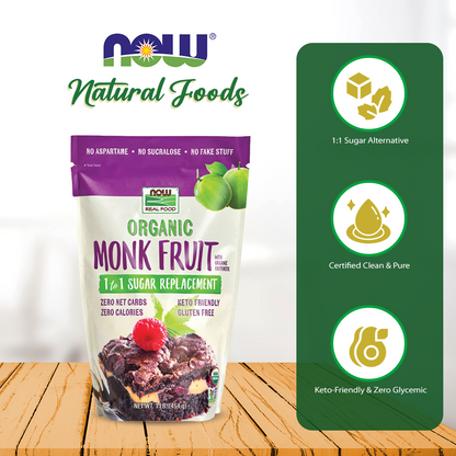Now Real Food Fruit du moine avec Érythritol en poudre biologique 454 g - 7124
