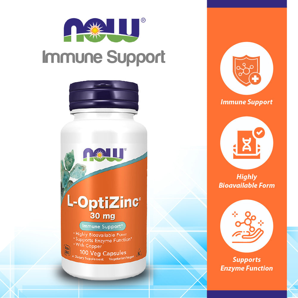 Now Foods L-OptiZinc 30 mg 100 Vcaps - 1510