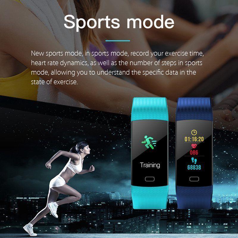 Montre intelligente Sport Fitness Activité Cardiofréquencemètre Tensiomètre Bracelet étanche IP67 Podomètre pour iOS Android