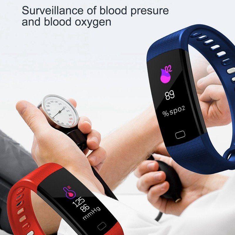 Montre intelligente Sport Fitness Activité Cardiofréquencemètre Tensiomètre Bracelet étanche IP67 Podomètre pour iOS Android