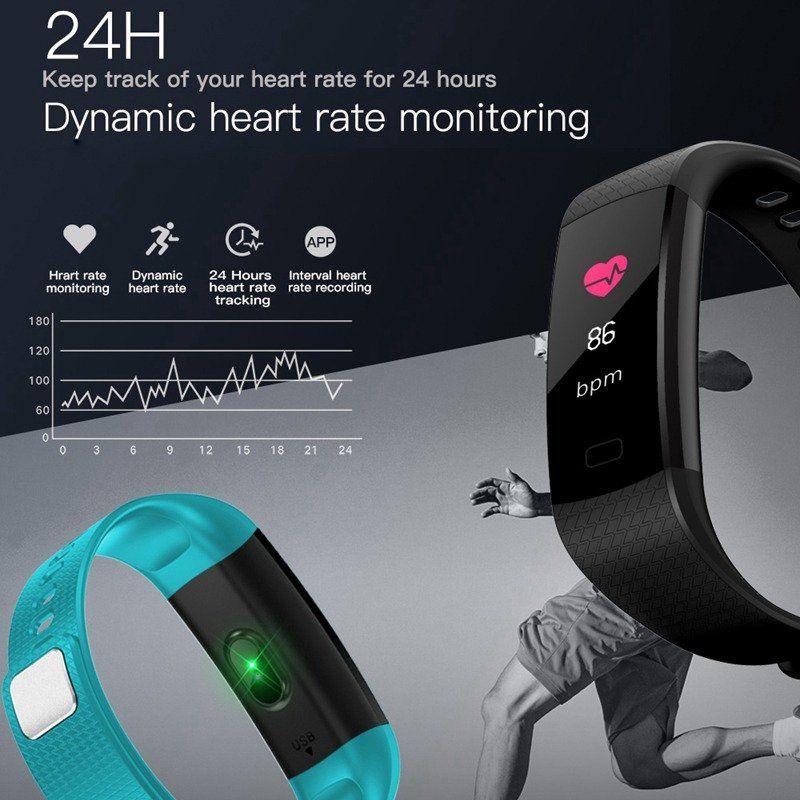 Montre intelligente Sport Fitness Activité Cardiofréquencemètre Tensiomètre Bracelet étanche IP67 Podomètre pour iOS Android