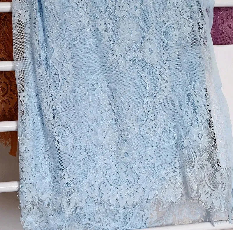 3 mètres/lot de Tissu en Dentelle de Chantilly Française Blanc cassé, Cils Broderie Dentelle Artisanat Voile de Mariée Accessoire de Dentelle Largeur 150cm