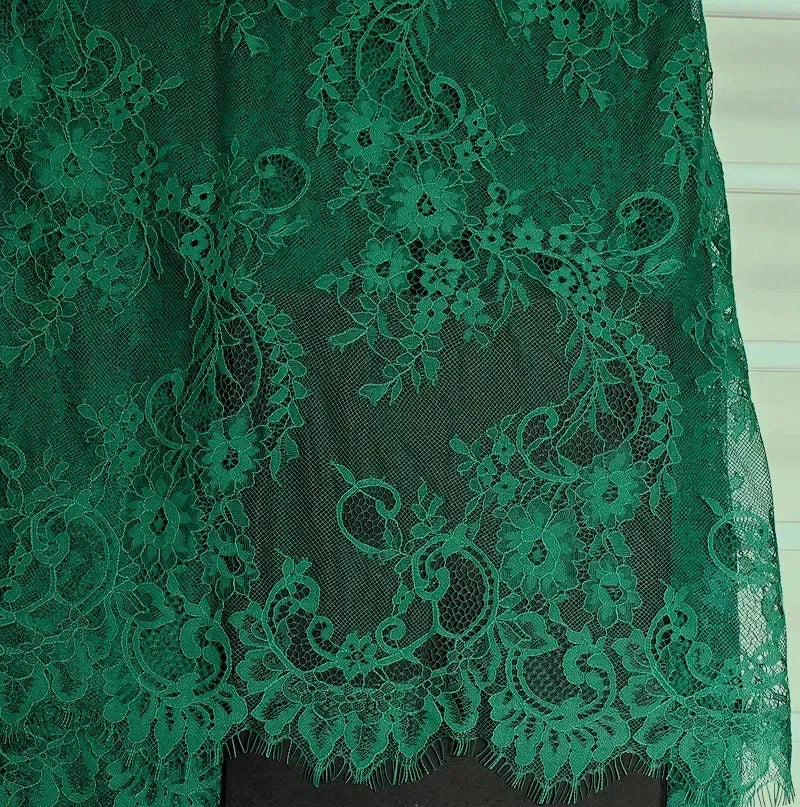 3 mètres/lot de Tissu en Dentelle de Chantilly Française Blanc cassé, Cils Broderie Dentelle Artisanat Voile de Mariée Accessoire de Dentelle Largeur 150cm