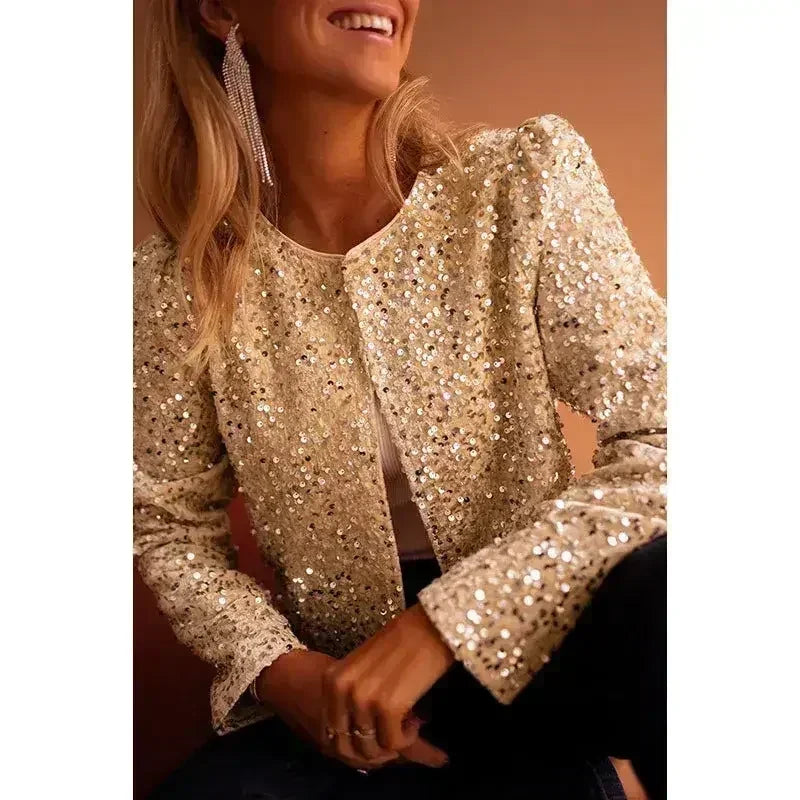 Veste à Paillettes - Vêtement d'Extérieur Scintillant pour Fête | Femstylo