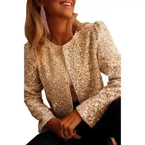 Veste à Paillettes - Vêtement d'Extérieur Scintillant pour Fête | Femstylo