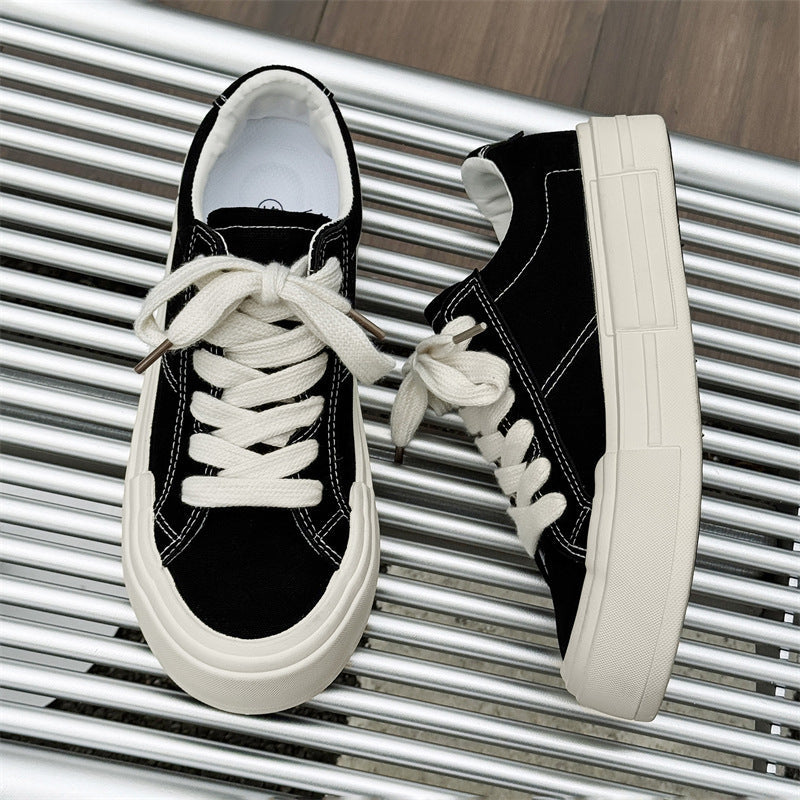 Chaussures de skate à plateforme en toile pour femme — Baskets rehaussées décontractées et sportives